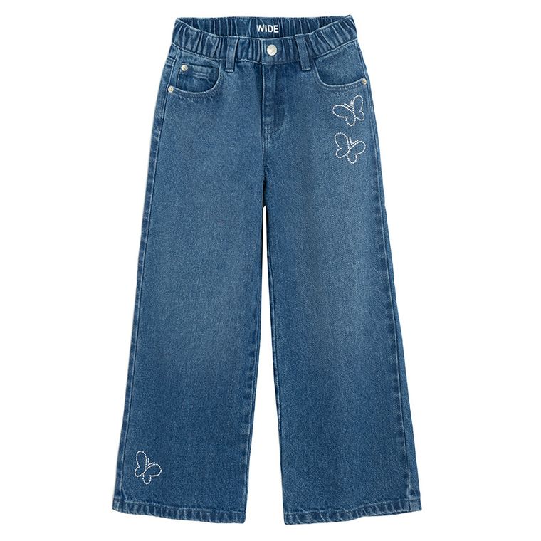 Jeansowe spodnie wide z motylkami Cool Club