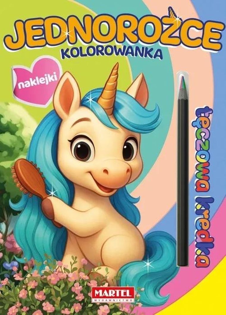 Jednorożce. Kolorowanka z kredką