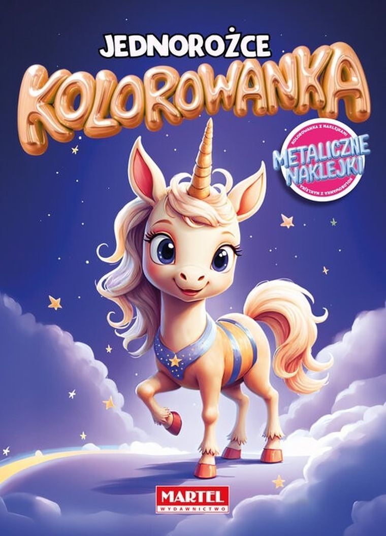 Jednorożce z naklejkami metalicznymi. Kolorowanka