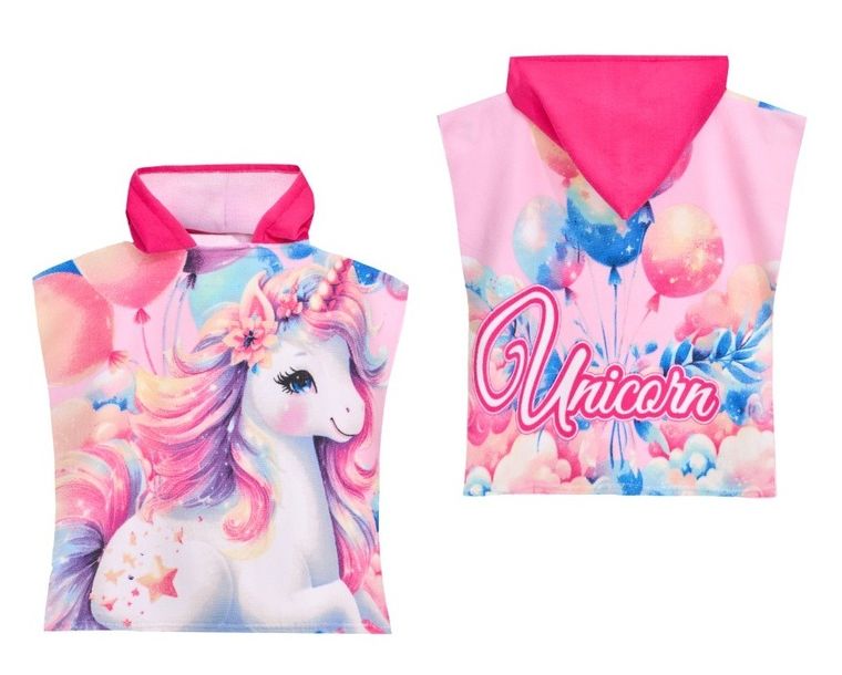 Jednorożec, okrycie kąpielowe, ponczo, różowy, 50-100 cm