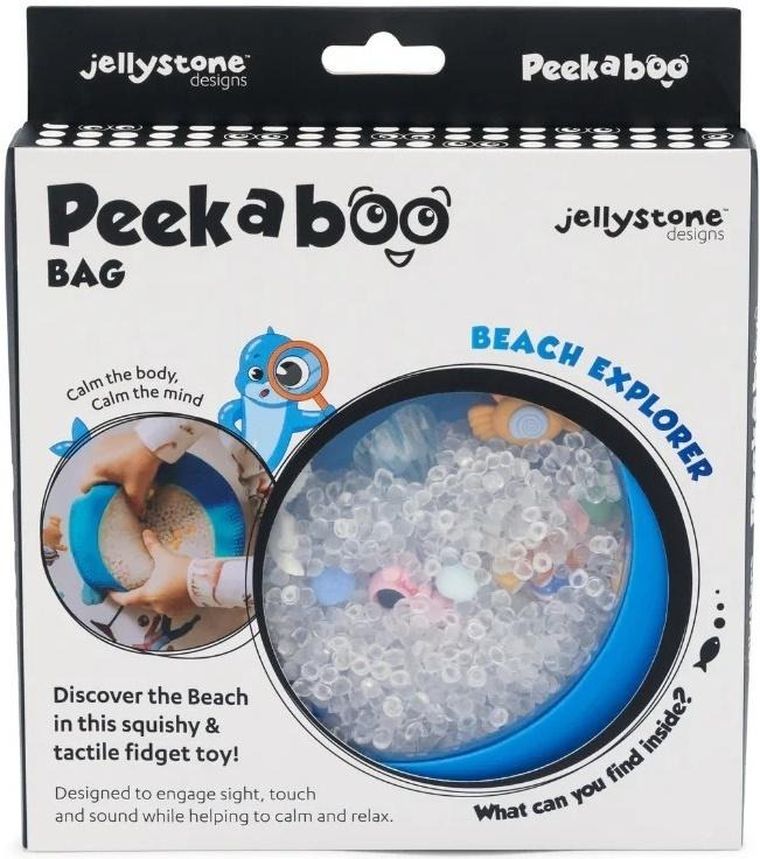 Jellystone Designs, A-Ku-Ku! Peekaboo, dysk sensoryczny z figurkami, plaża