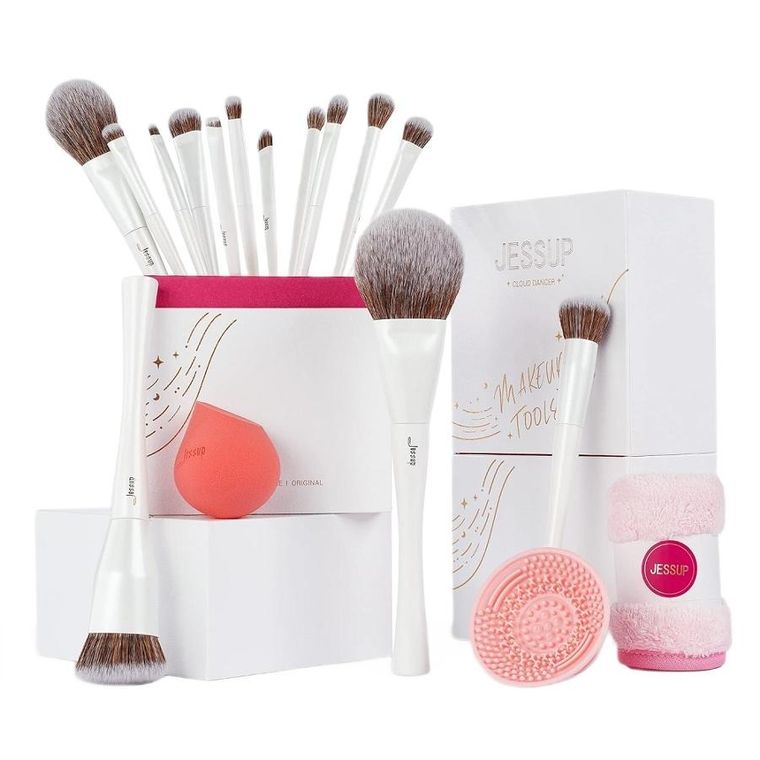 Jessup, Cloud Dancer Makeup Brushes Collection, zestaw upominkowy do makijażu, 17 szt.