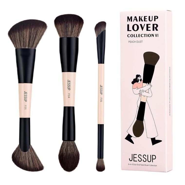 Jessup, Duo-End Brush Versatility Collection, zestaw dwustronnych pędzli do makijażu, Peach Dust, 3 szt.