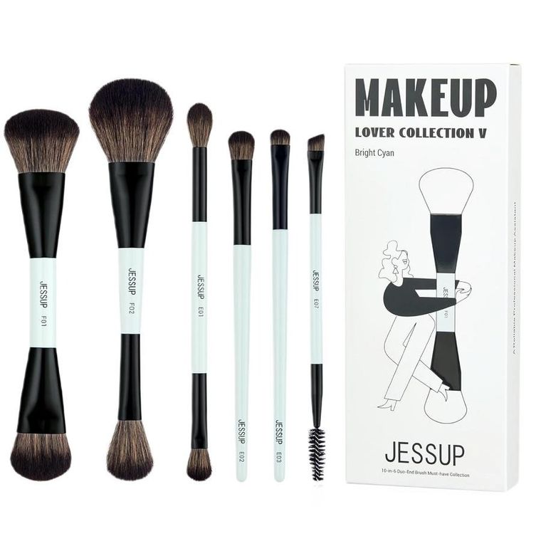 Jessup, Duo-End Brush, zestaw pędzli do makijażu, 6 szt.