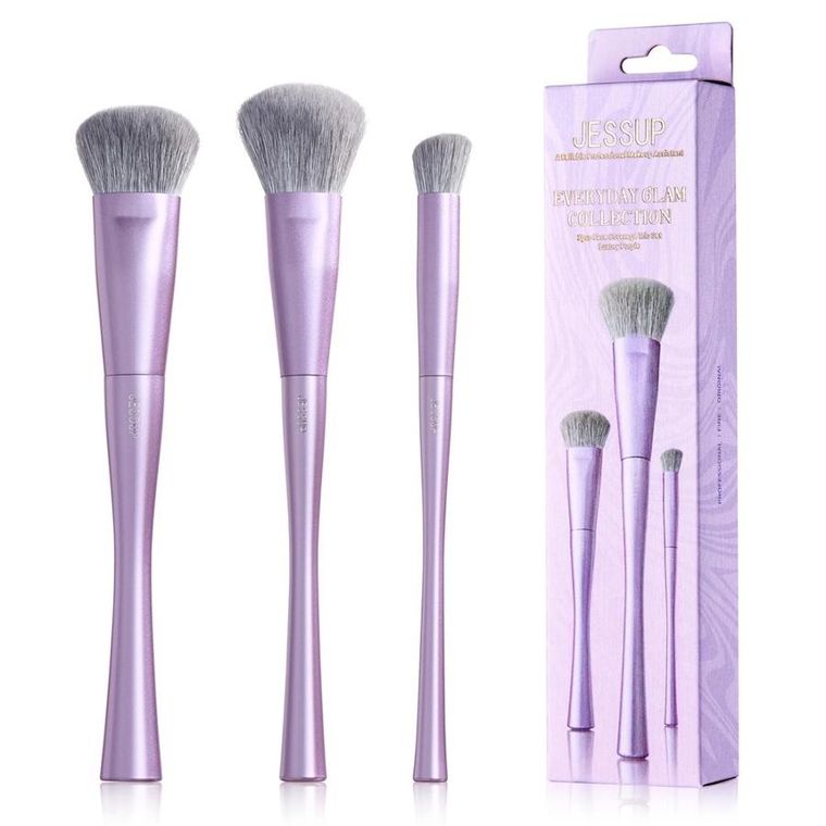 JESSUP, Luxury Purple Face Coverage Trio Makeup Brush, zestaw pędzli do makijażu, T513, 3 szt.