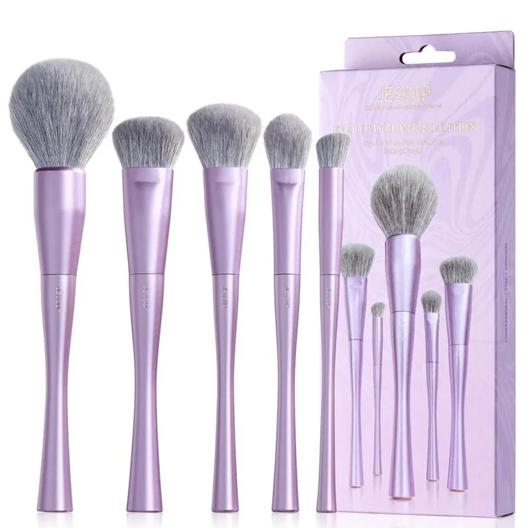 JESSUP, Luxury Purple Face Makeup Brush, zestaw pędzli, T514, 5 szt.