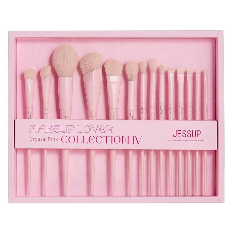 Jessup, Makeup Lover Crystal Pink Collection IV, zestaw pędzli do makijażu T495, 14 szt.