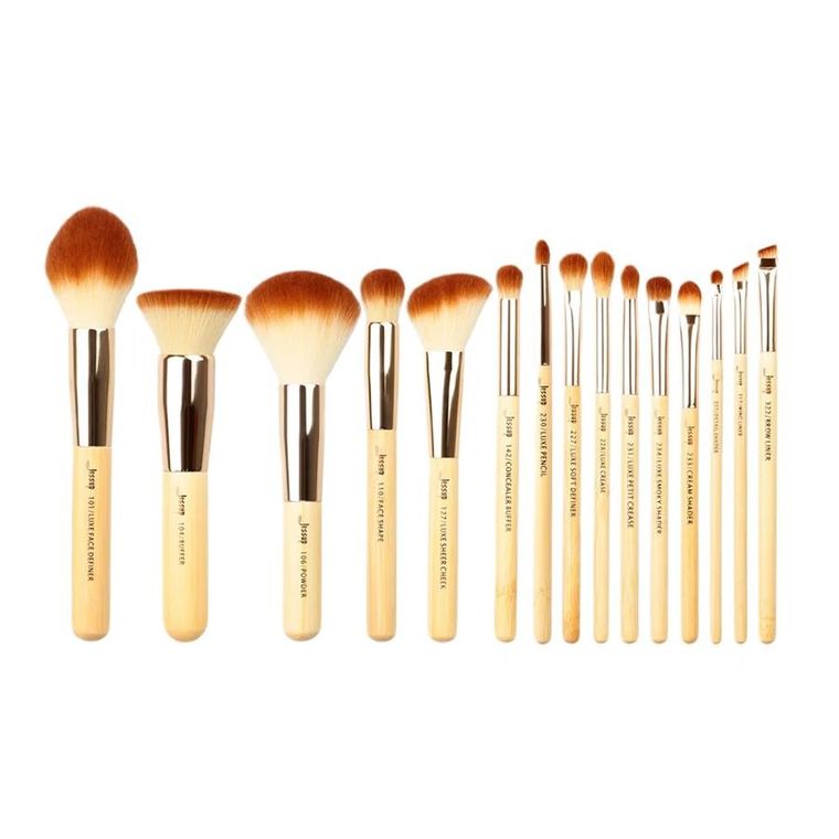 Jessup, Mature Peeled Bamboo Makeup Brush, zestaw bambusowych pędzli do makijażu twarzy, 15 szt.