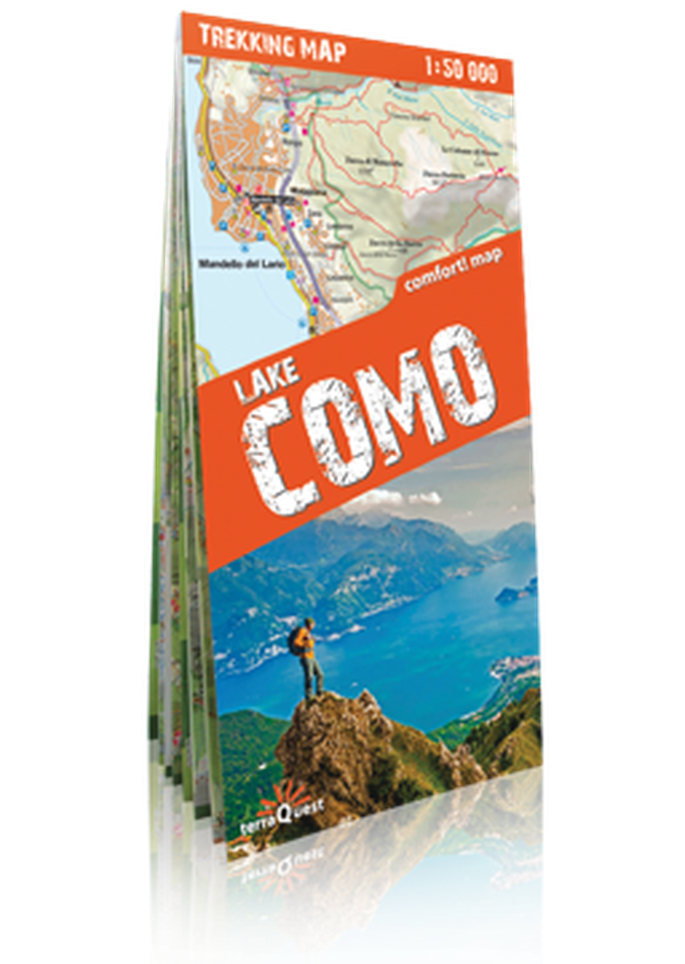 Jezioro Como (Lake Como). Laminowana mapa trekkingowa 1:50 000
