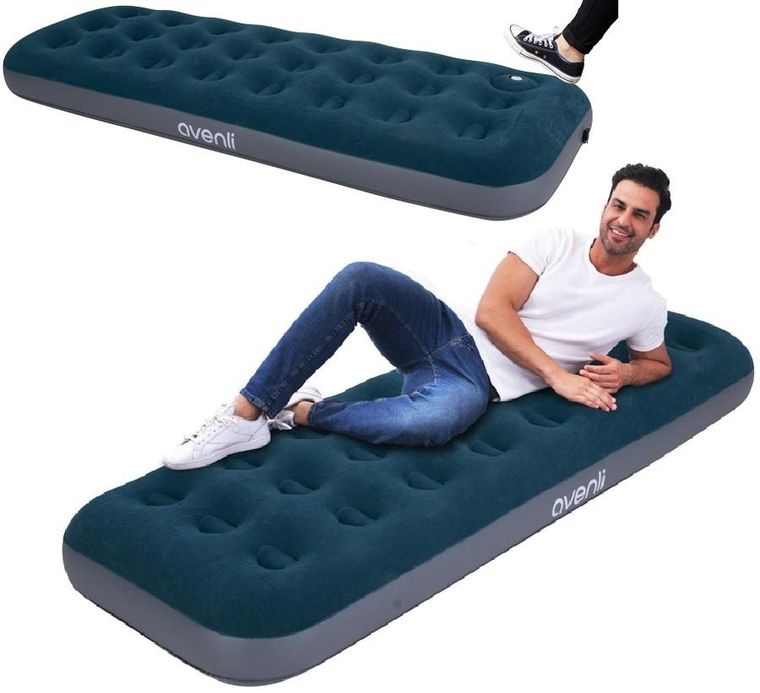 Jilong, materac flokowany z wbudowaną pompką nożną, 1-osobowy, 191-73-22 cm