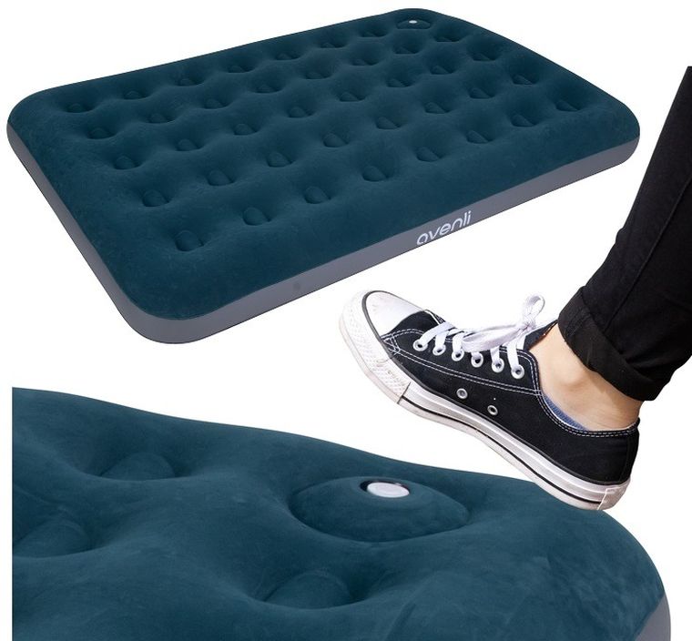 Jilong, materac flokowany z wbudowaną pompką nożną, 2-osobowy, 191-137-22 cm