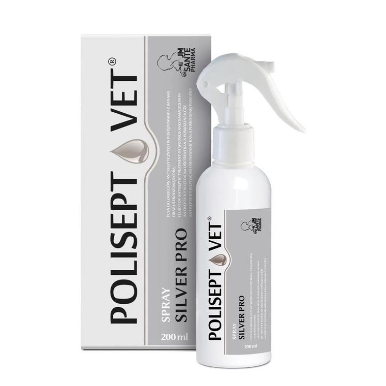 JM Sante, Polisept Vet, Pro Silver, spray do pielęgnacji ran, 200 ml
