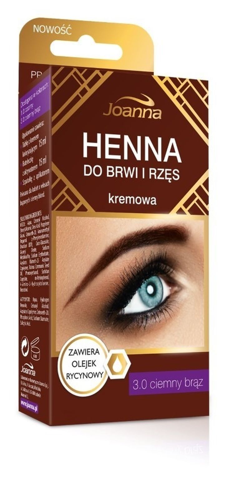 Joanna, henna do brwi i rzęs kremowa, nr 3.0, ciemny brąz, 15 ml