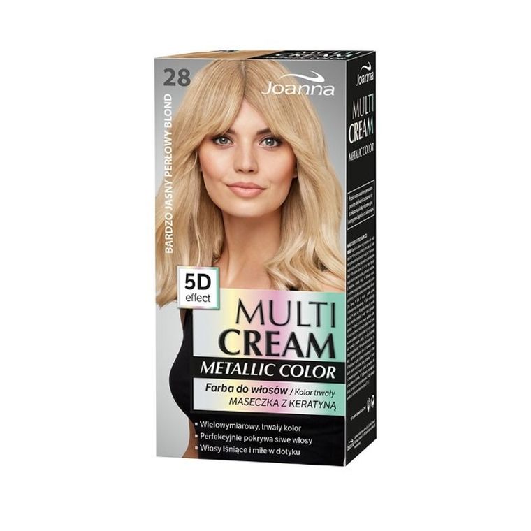Joanna, Multi Cream Metallic Color, farba do włosów, nr 28, bardzo jasny perłowy blond