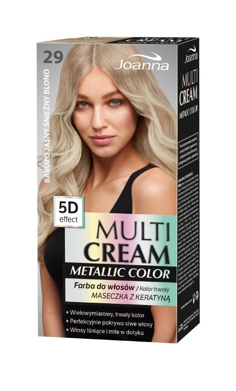 Joanna, Multi Cream Metallic Color, farba do włosów, nr 29 Bardzo Jasny Śnieżny Blond