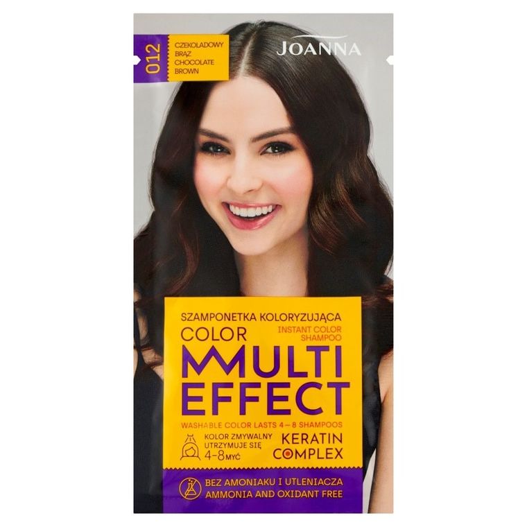 Joanna, Multi Effect Color, szamponetka koloryzująca, 012 Czekoladowy Brąz, 35g