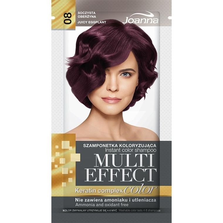 Joanna, Multi Effect, szamponetka koloryzująca, 08 Soczysta Oberżyna, 35 g