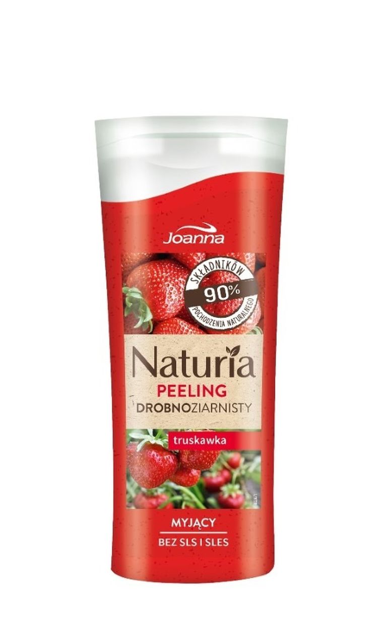 Joanna, Naturia, drobnoziarnisty myjący peeling do ciała, truskawka, 100 g