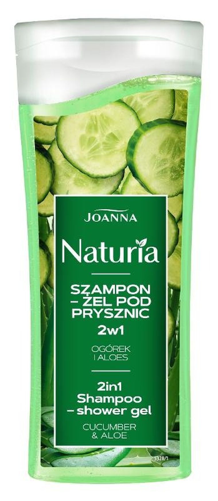 Joanna, Naturia, szampon i żel pod prysznic 2w1, ogórek i aloes, 100 ml