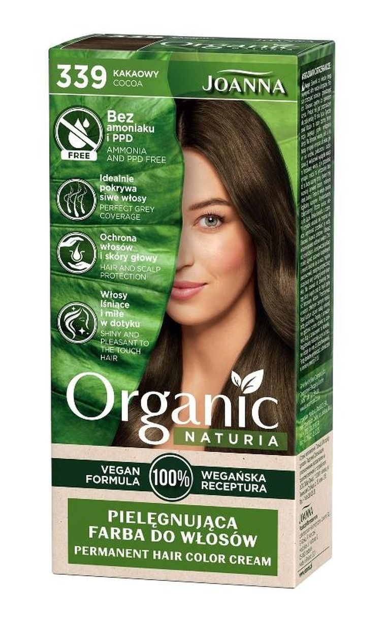 Joanna, Naturia, Vegan, pielęgnująca farba do włosów, nr 339 kakaowy