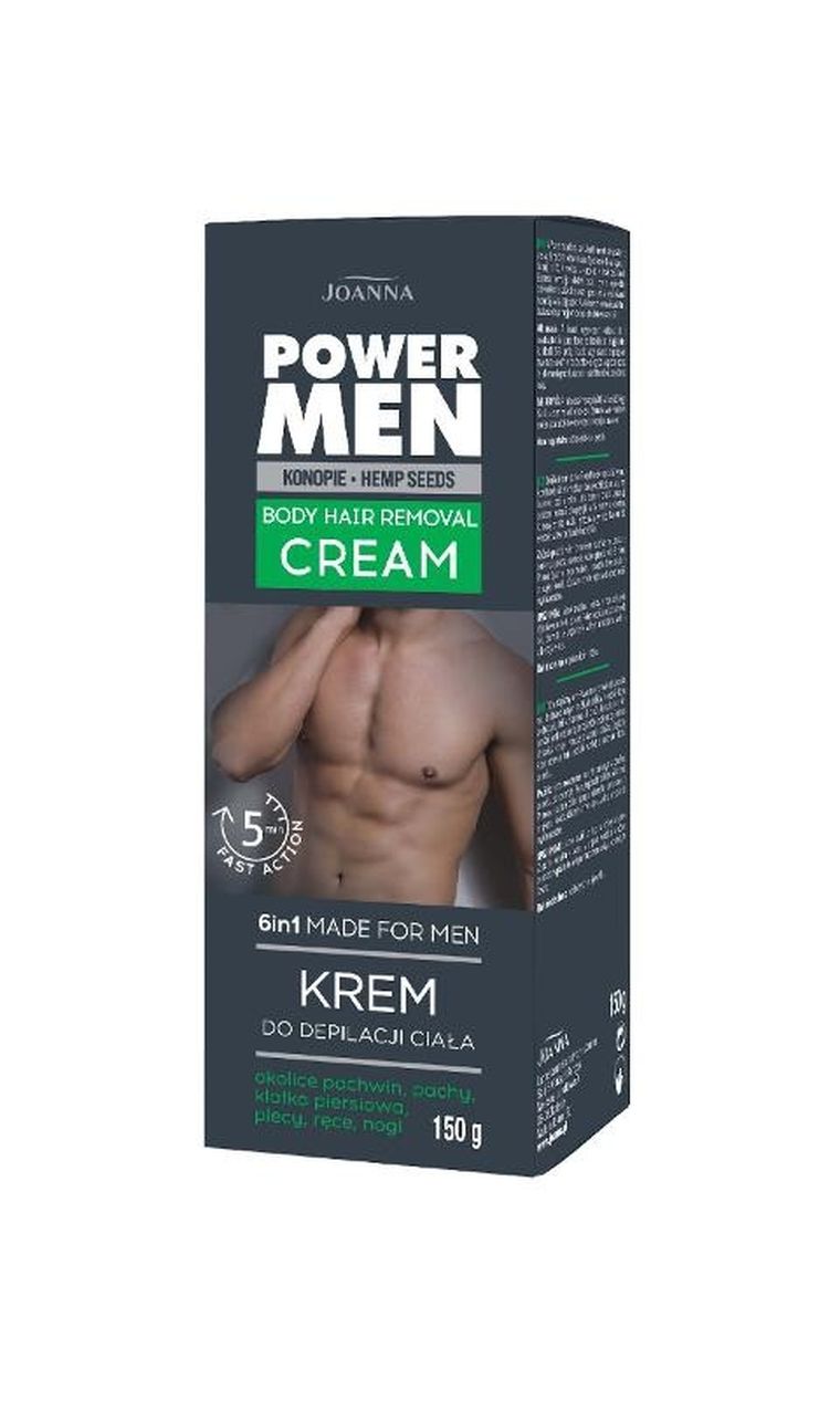 Joanna, Power Men, krem do depilacji ciała, 6w1, 150g