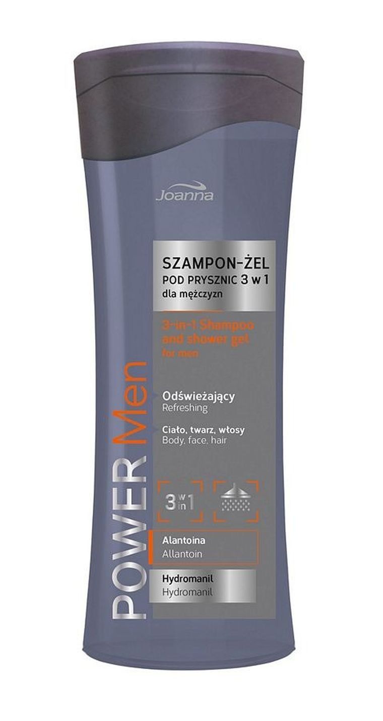 Joanna, Power Men, szampon-żel pod prysznic 3w1, 300 ml