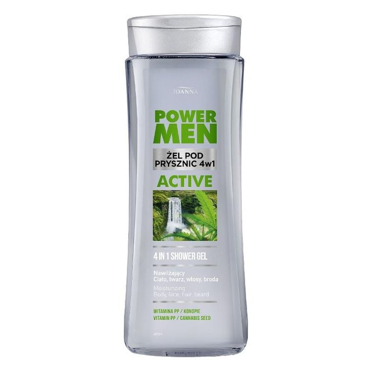 Joanna, Power Men, żel pod prysznic 4w1, Active, 300 ml