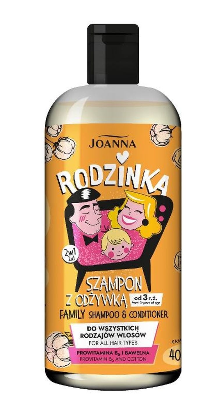 Joanna, Rodzinka, szampon z odżywką prowitamina B5 i bawełna, 400 ml