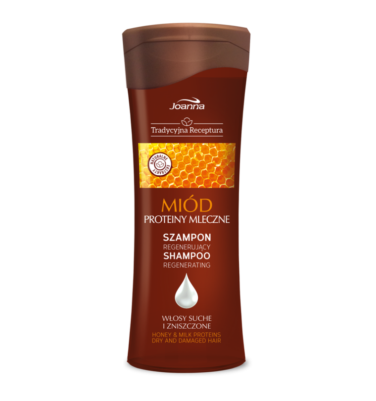 Joanna, Tradycyjna Receptura, Miód&Proteiny Mleczne, regenerujący szampon do włosów suchych i zniszczonych, 300 ml