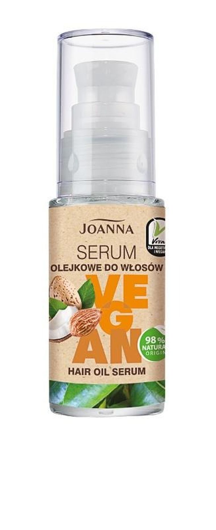 Joanna, Vegan, pielęgnujące serum olejkowe do włosów, 25g