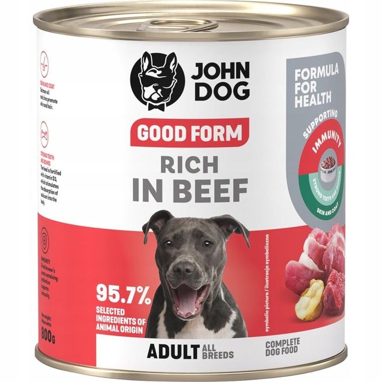 John Dog, Good Form, dorosły, wołowina, karma mokra dla psa, 800g