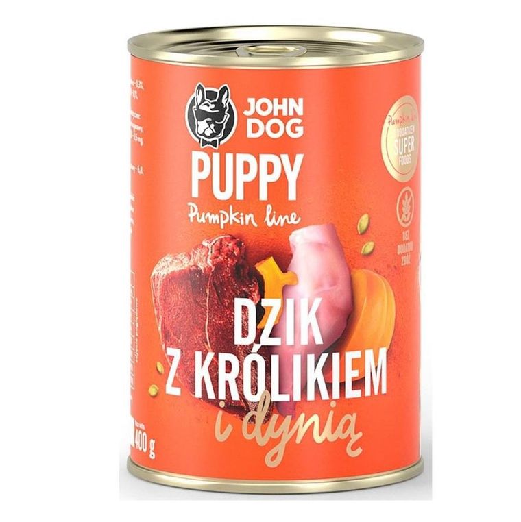 John Dog, Pumpkin, Puppy, dzik królik dynia, karma mokra dla psa, 400g