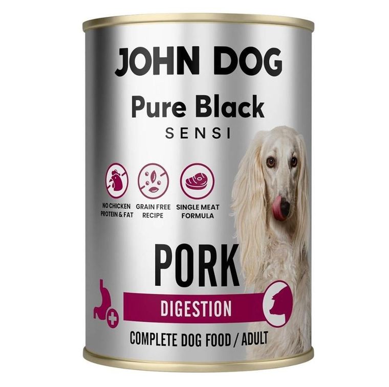 John Dog, Pure Black Sensi, karma dla psa, wieprzowina, 400g