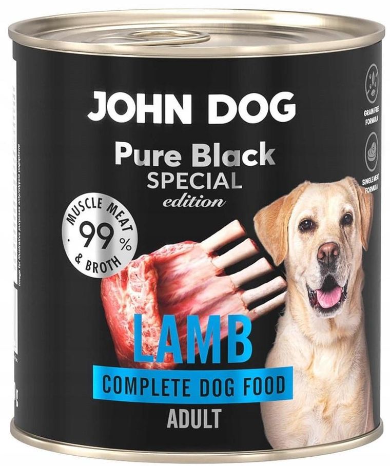 John Dog, Pure Black Special, jagnięcina, karma mokra dla psa, 800g