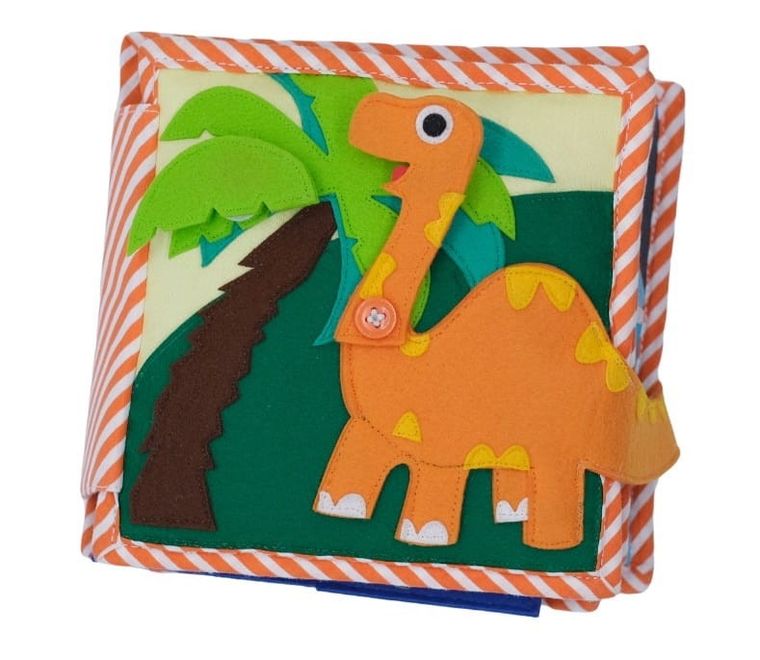 Jolly Designs. Dino. Książeczka sensoryczno-manipulacyjna