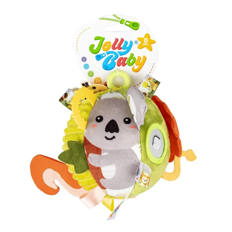 JollyBaby, Dżungla, sensoryczna piłeczka z grzechotką i gryzakiem