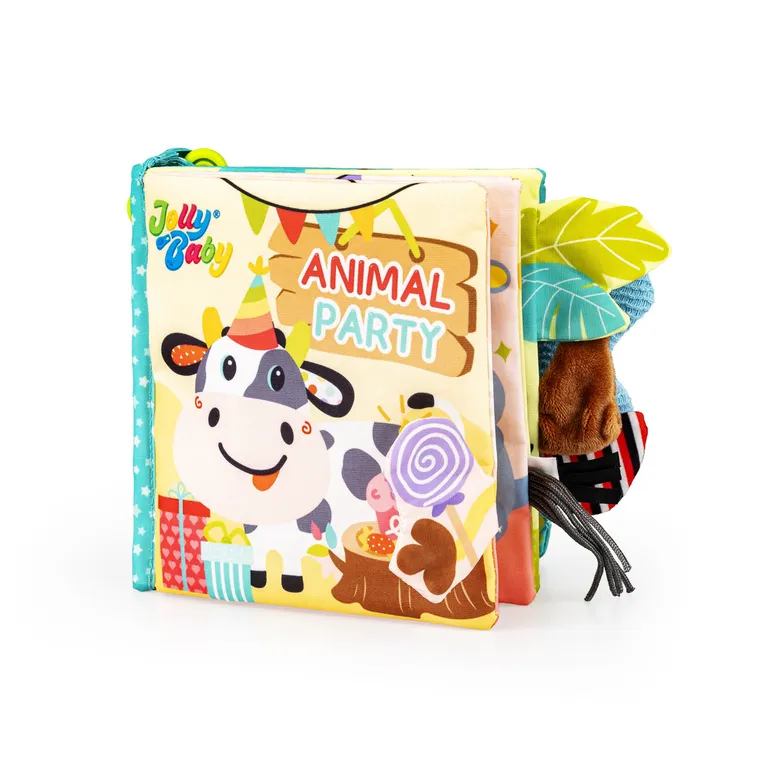 JollyBaby, Zwierzaki na urodzinach, miękka książeczka sensoryczna