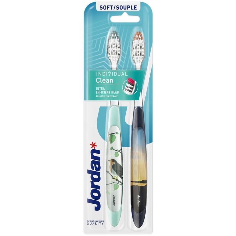 Jordan, Individual Clean, szczoteczka do zębów, miękka, 2 szt.