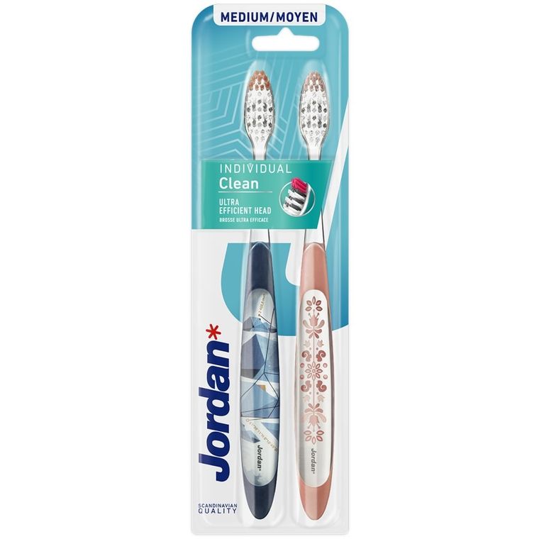 Jordan, Individual Clean, szczoteczka do zębów, średnia, 2 szt.