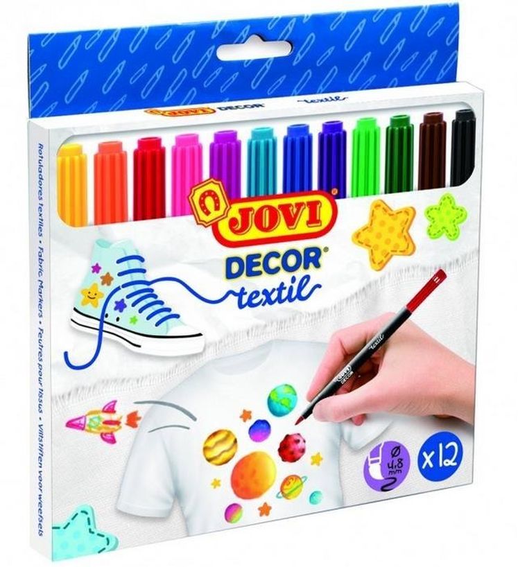 Jovi, flamastry dekoracyjne do tkanin, 12 kolorów