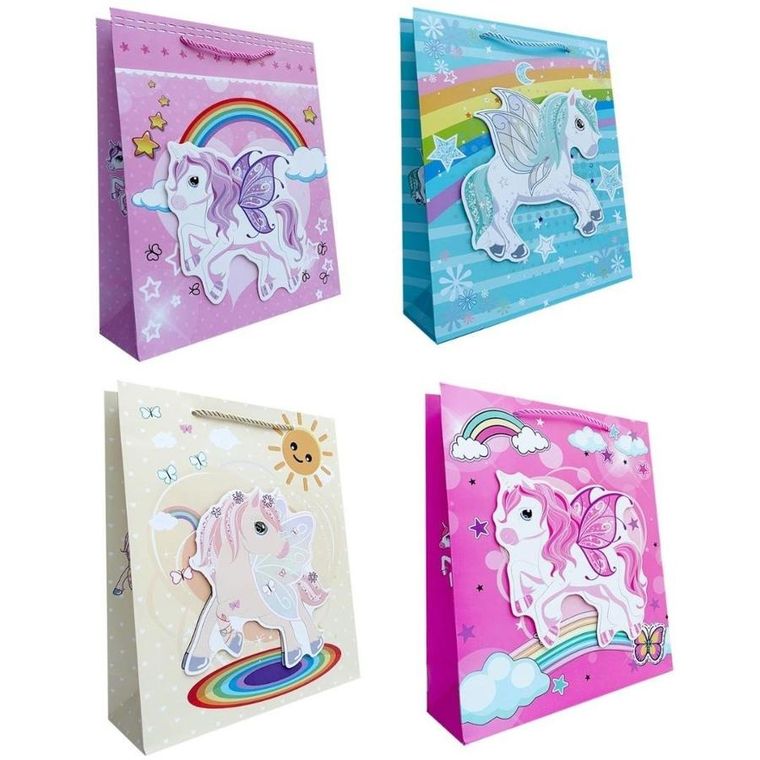 Ju-piter, torebka prezentowa, dziecięca, rozmiar M, Jednorożec 3D, 1 szt.