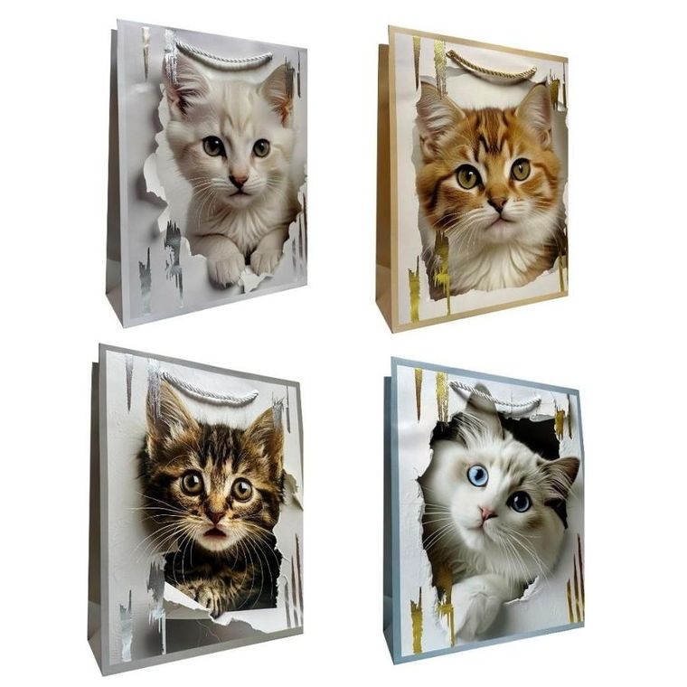 Ju-piter, torebka prezentowa, rozmiar L, metalizowana Kotki, 1 szt.