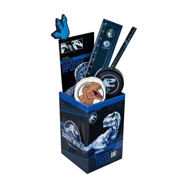 Jurassic World, pojemnik z przyborami szkolnymi, 7 elementów