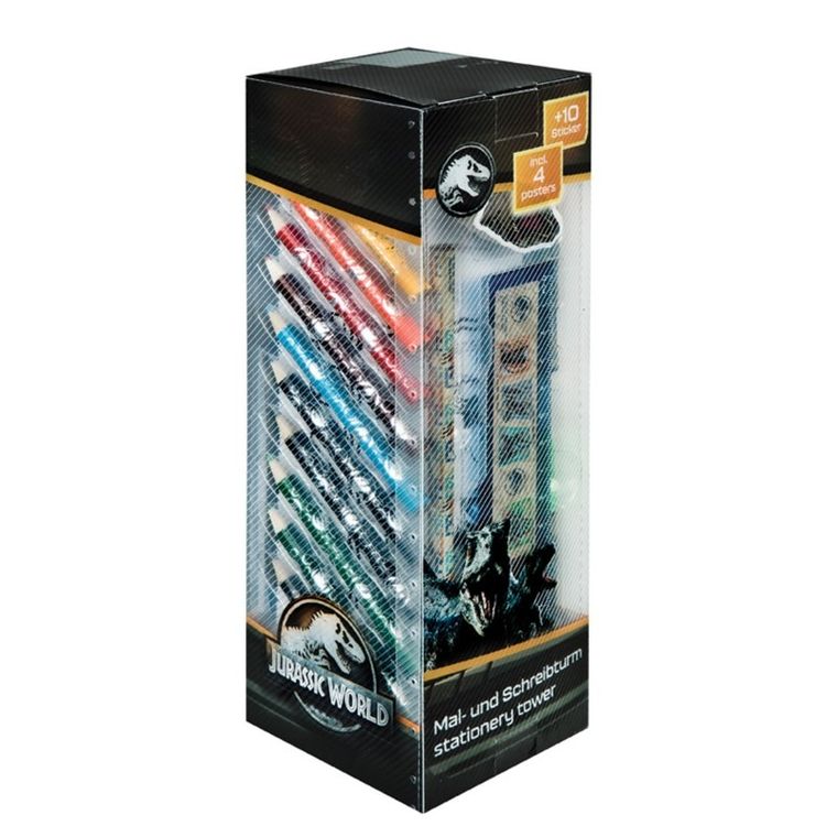 Jurassic World, zestaw przyborów szkolnych z kolorowankami, 35 elementów