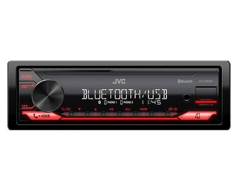 JVC, KDX-282BT, radioodtwarzacz samochodowy, czerwony