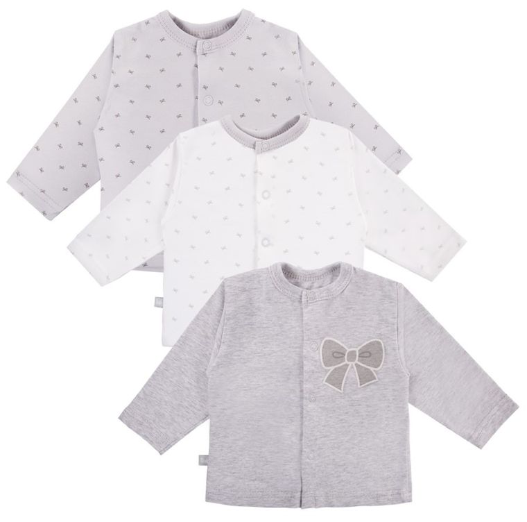 Kaftanik dziewczęcy, szary, ecru, zestaw, 3 szt., Eevi