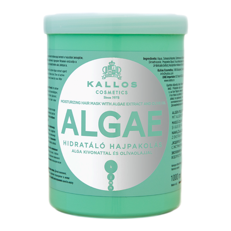 Kallos, Algae Moisturizing Mask With Algae Extract And Olive Oil, nawilżająca maska z ekstraktem z alg i olejem oliwkowym do włosów suchych, 1000 ml