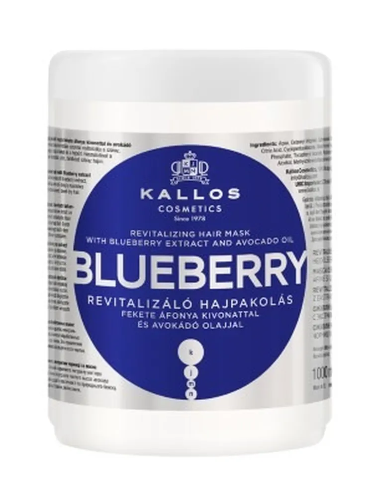 Kallos, Blueberry, rewitalizująca maska do włosów z ekstraktem jagód i olejem avokado, 1000 ml