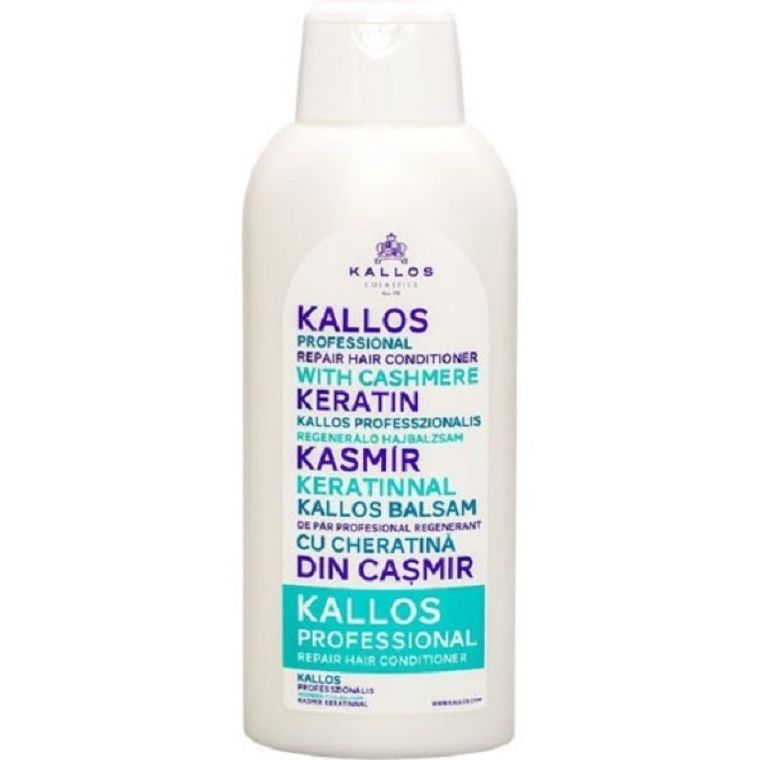 Kallos, Professional Repair Hair Conditioner, regenerujący balsam do włosów z keratyną i kaszmirem, 1000 ml