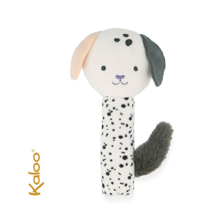 Kaloo, Stimuli, Piesek, miękka grzechotka z lusterkiem, 14 cm